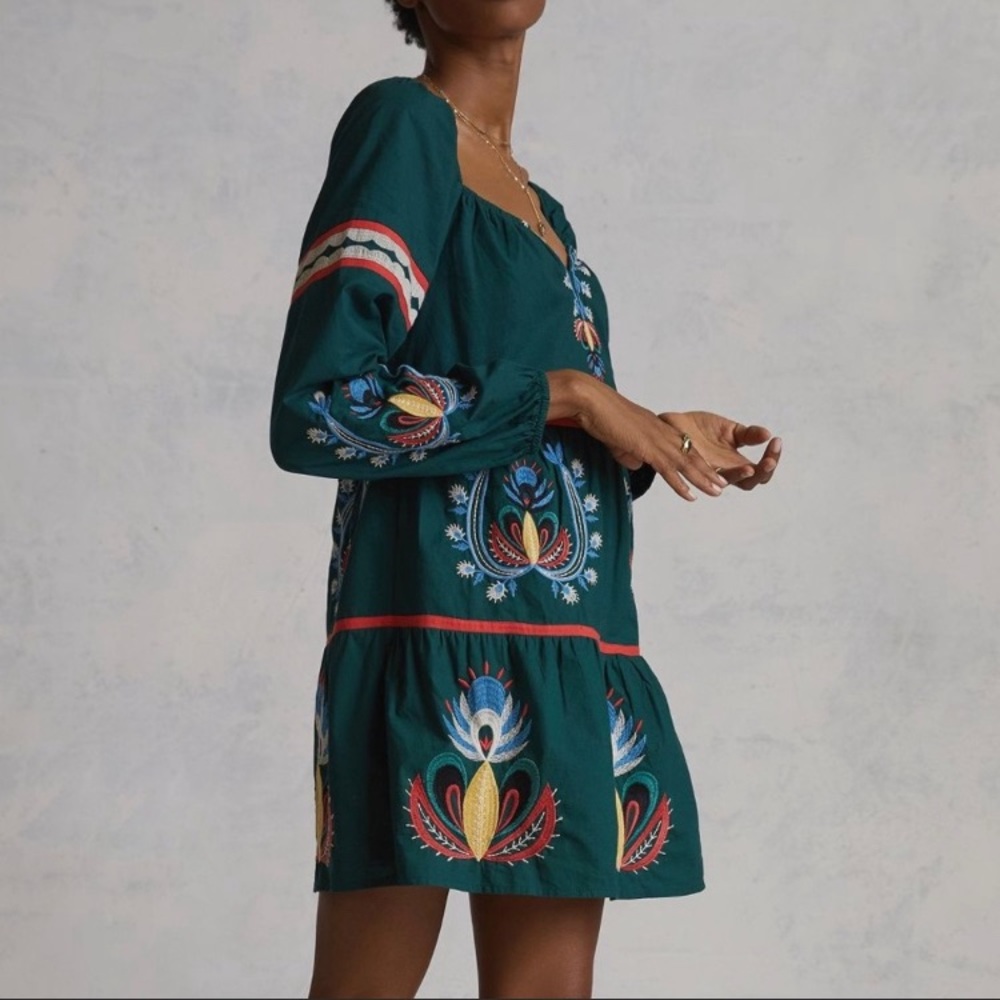 Anthropologie Let Me Be Embroidered Tunic Dress, NWT